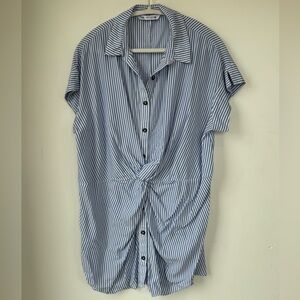 Zara Blue and White Striped Shirt